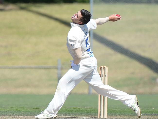 Jake Wood took 6-81 off 30 overs to bowl Sorrento into the MPCA Provincial grand final. Picture: Angie Basdekis