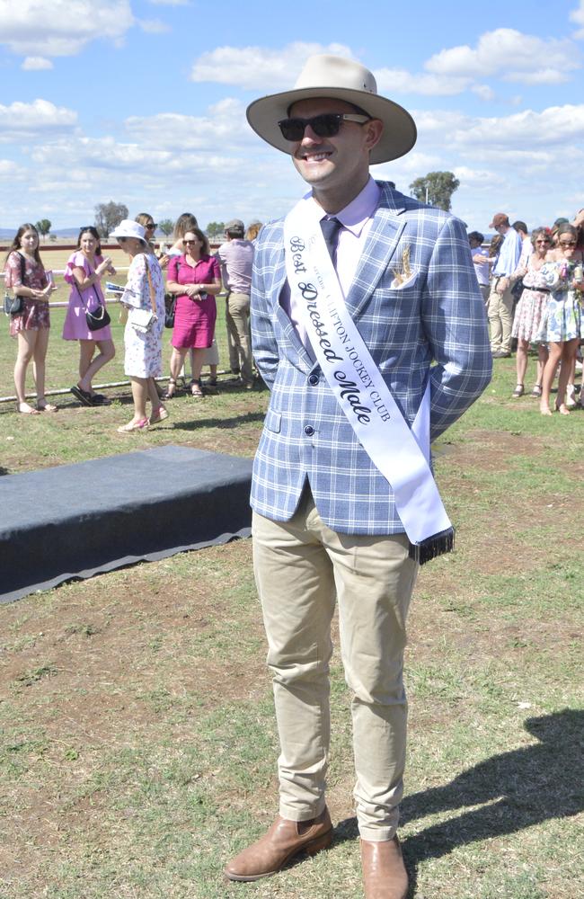 Clifton Races winner of best dressed men's category Alex Taylor, all the way from Cunnamulla on Saturday, October 28, 2023. Picture: Jessica Klein