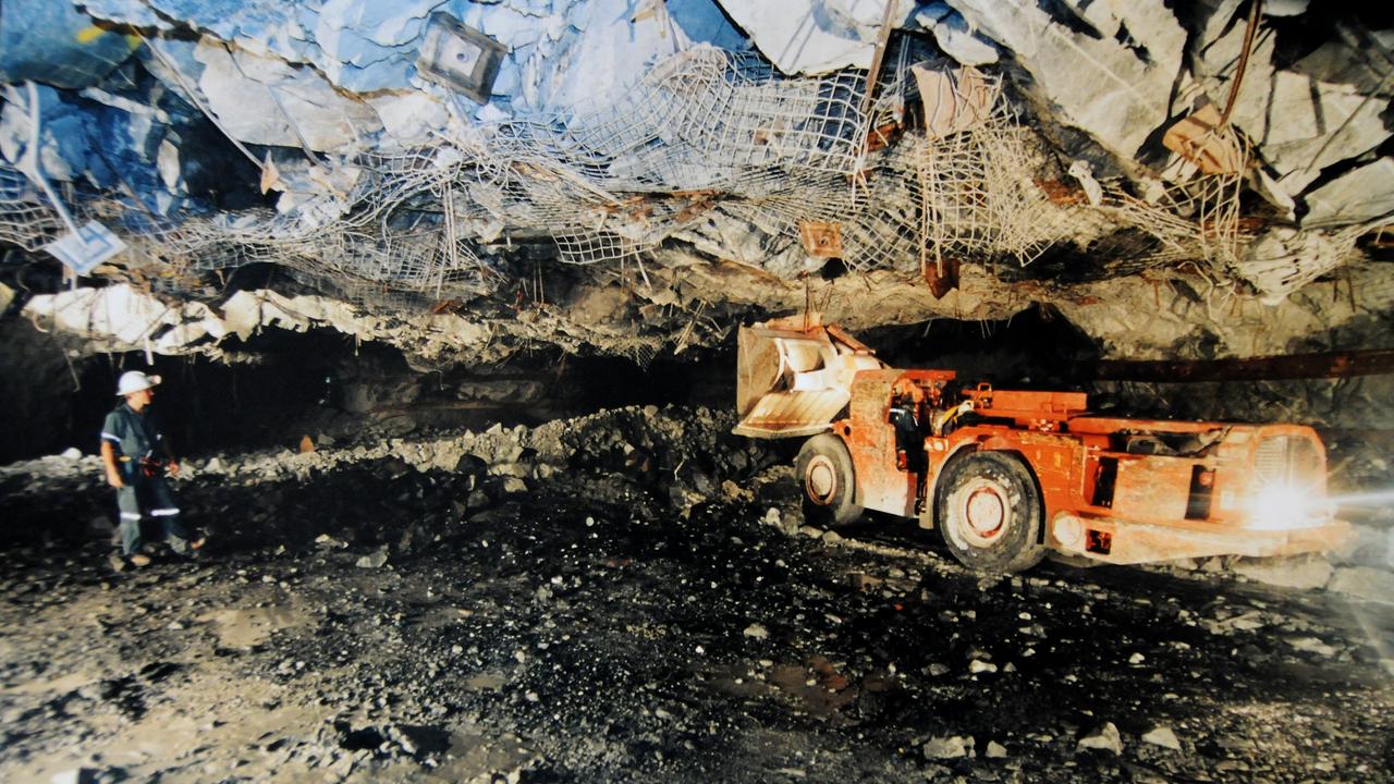 Underground in the Lewis decline mine in the Gympie gold fields.