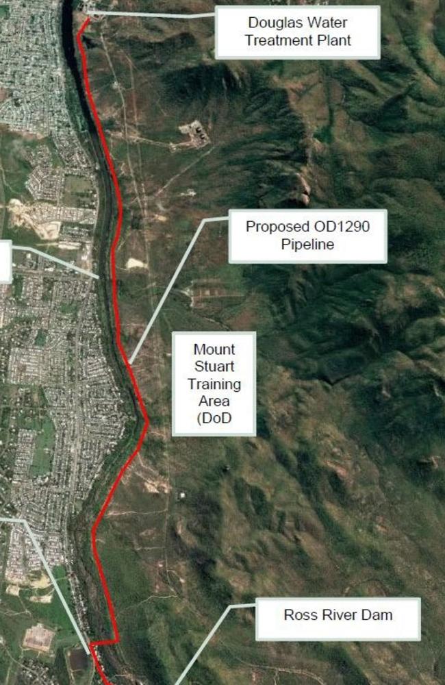 Map of the Ross River Dam to Douglas Water Treatment Plant Pipeline project. Picture: Townsville City Council.