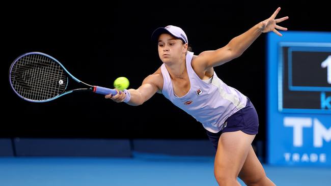 Australian Open tennis. 09/02/2021. Day 2.. Ash Barty vs Danka Kovinic on Rod Laver Arena. Pic: Michael Klein