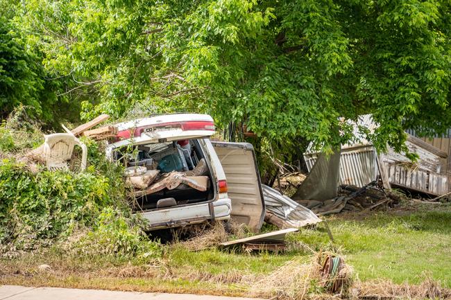 Huge storms late Sunday caused a massive flash flood in the middle of the night in Eugowra, with houses washed off their foundations, and cars and other items strewn though the town. Picture: Chris Watson/Farmpix Photography