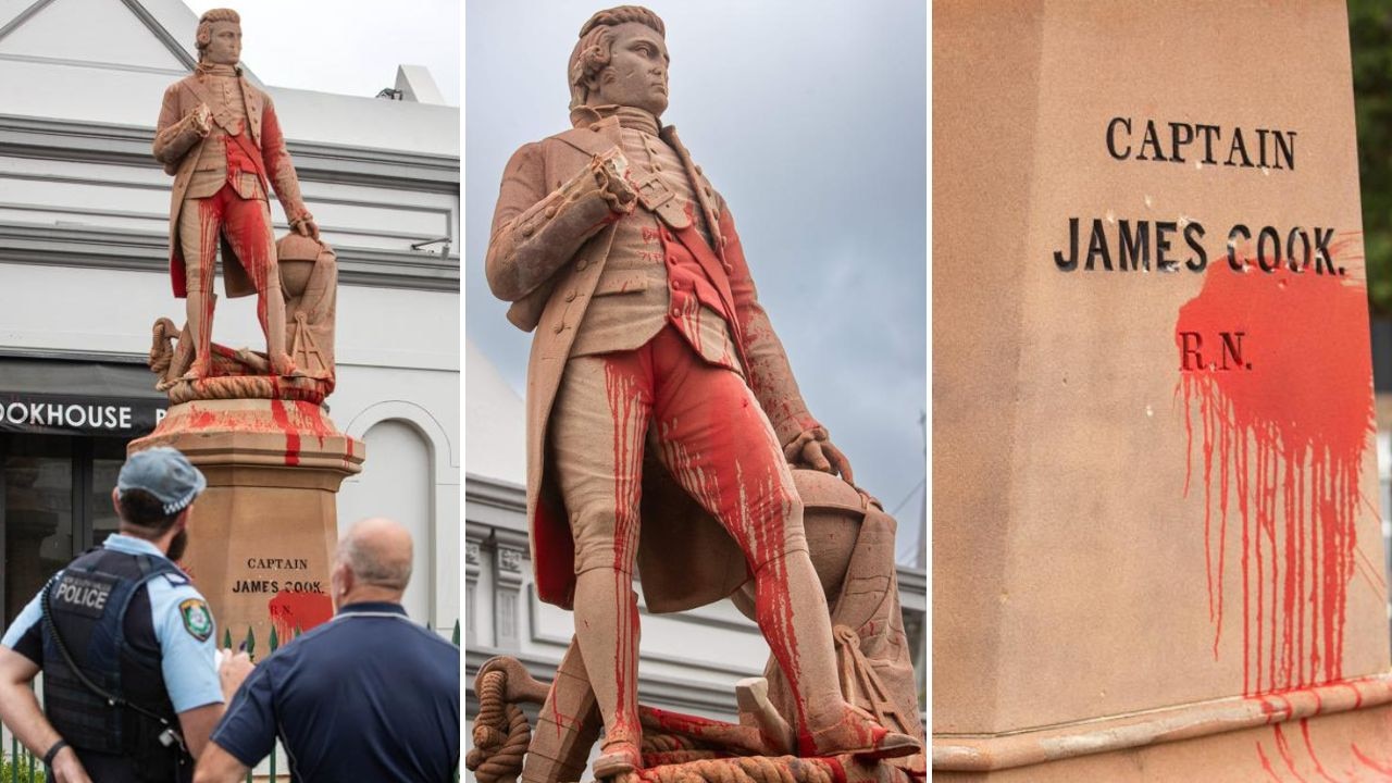 Vandals’ paint attack on Sydney Captain Cook statue