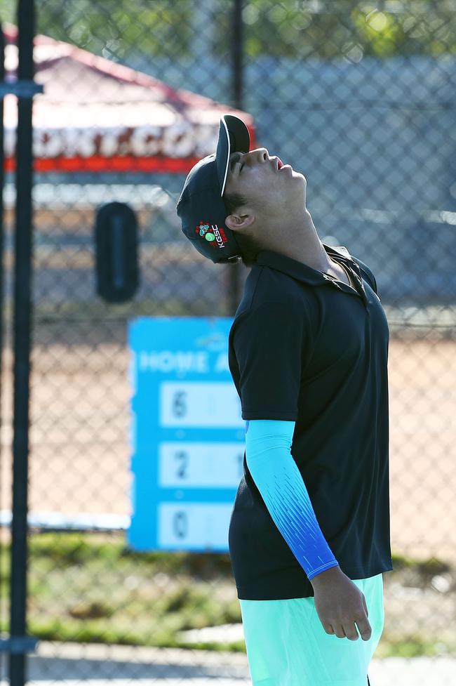 Action from the International Tennis Federation junior tournament at KDV on the Gold Coast. Picture: Tertius Pickard
