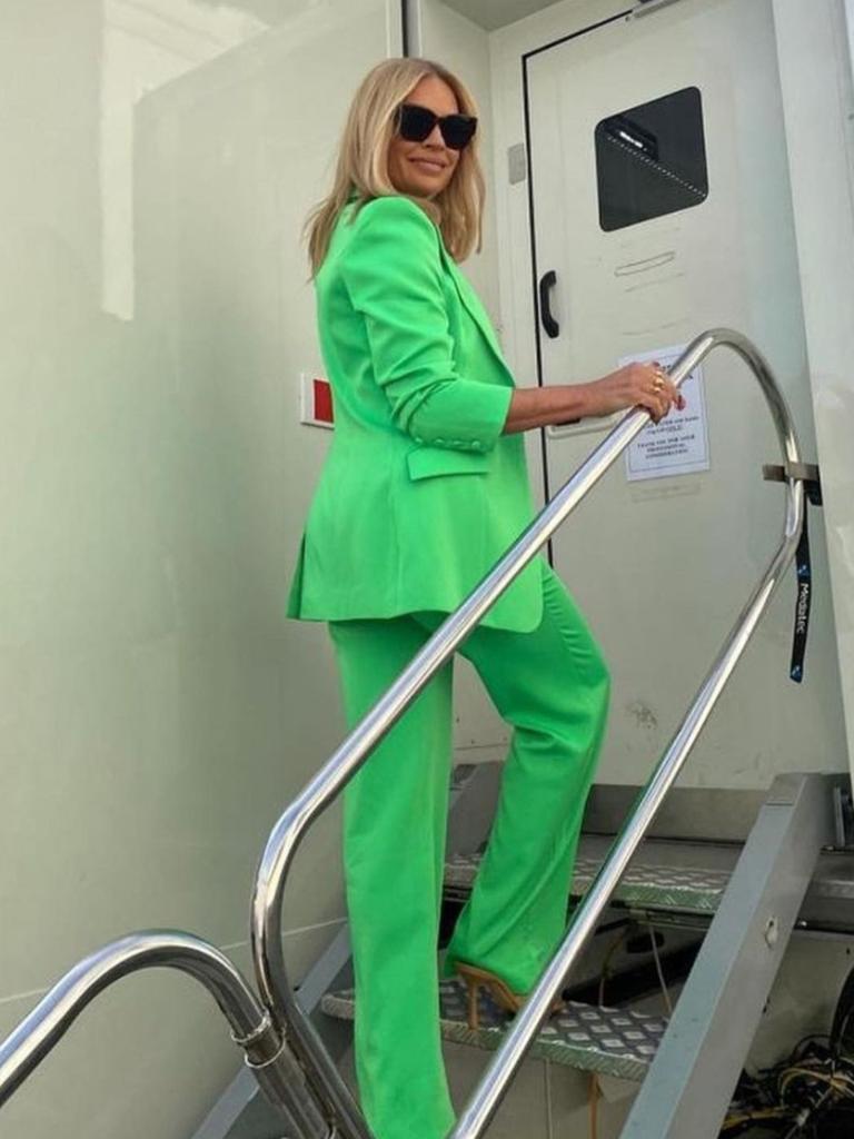 Sonia Kruger wearing The Sienna Blazer and Shim Pant.