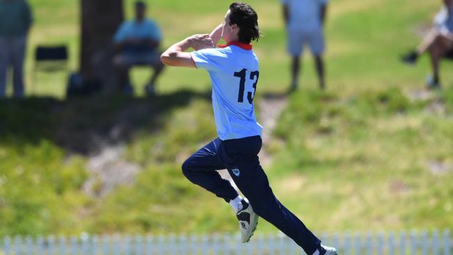 Luke Callanan winding up for the U19 Blues in Adelaide last season. Picture: Cricket Australia.