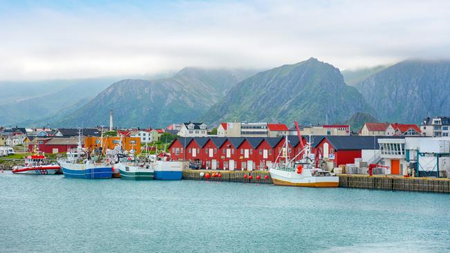 Fishing boats in the harbour of Andenes village.