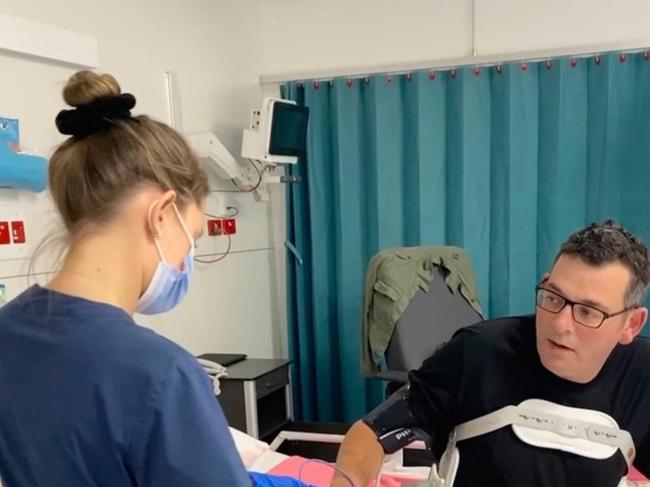 Social media image of Victorian Premier Daniel Andrews. Daniel Andrews in ICU intensive care ward after having a fall at his holiday house in Sorrentohospitalfall