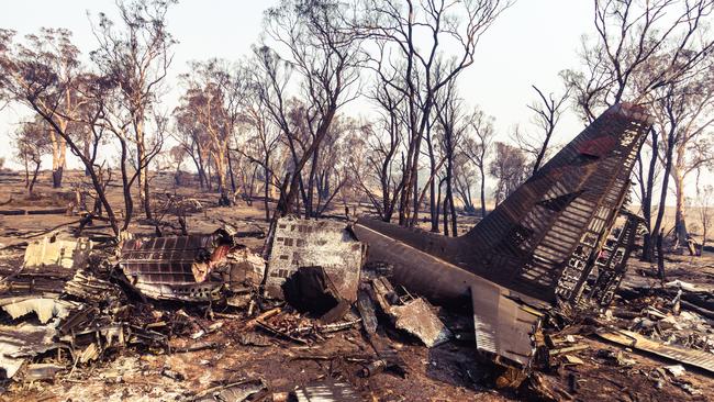 The remains of the air tanker following the catastrophic crash. Source: NSW Police / ATSB