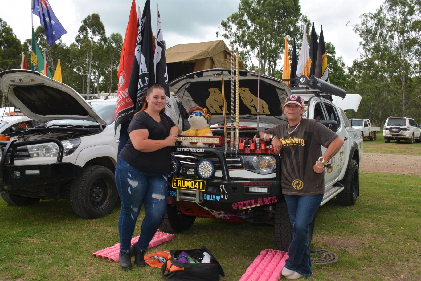 Tarni and Tammy Smith from toowoomba with their award winning Bundy Rum inspired ute at the Cooyar Show 2020. Picture: Kate McCormack