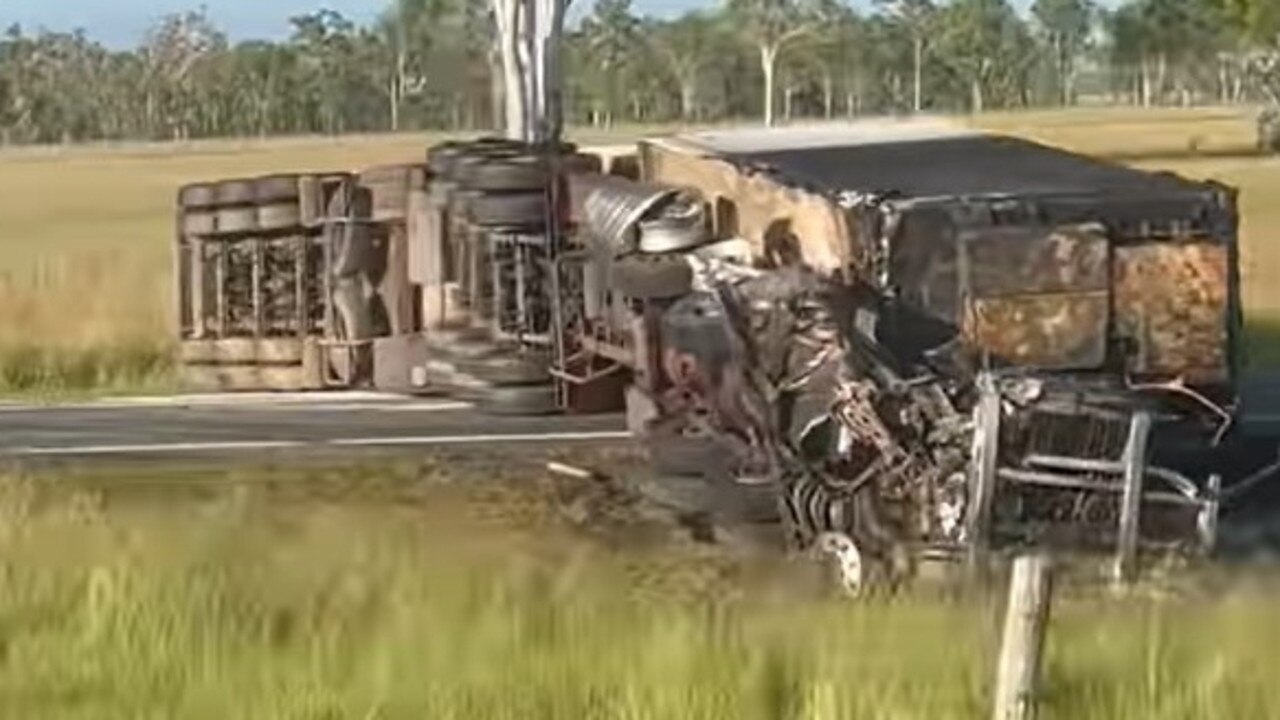 Man dead, Bruce Hwy closed after fiery crash