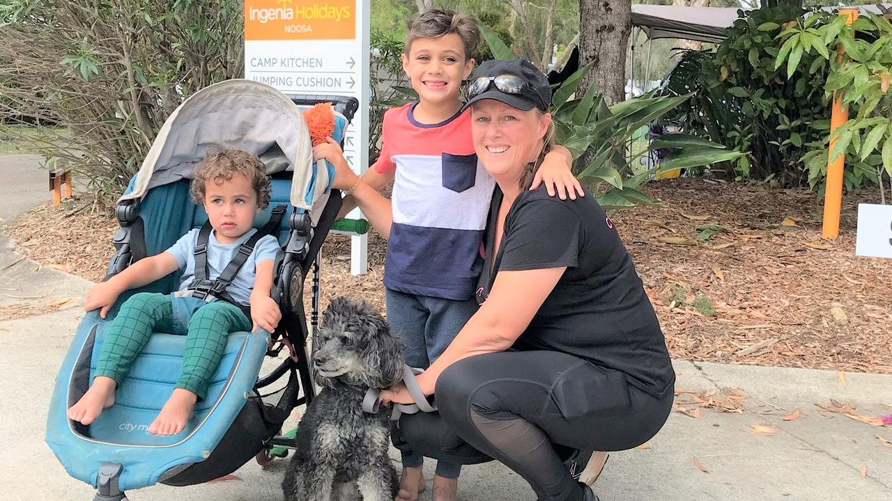 Dog heaven is on holidays for Hunter, Aris and mum Kristy Francois with their furry family member Dusty.