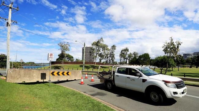 All entries to Duranbah Beach Tweed Heads have been blocked by Tweed Shire Council with concrete barriers closing all carparks around the beach.Photo: Scott Powick Newscorp. Picture: Scott Powick