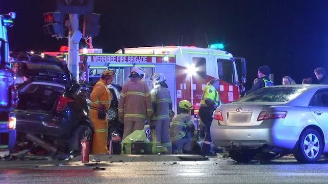 Emergency crews at the scene of the horror crash, that has turned fatal. Picture: ABC