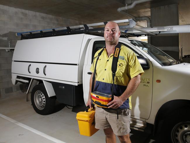  Electrician Sean Gummerson has been affected financially and personally  by the collapse of building and construction companies. Picture: AAP Image/Josh Woning