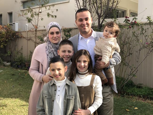 Greenacre's Bilal El-Hayek celebrates Eid with his family Wife Mayson, children: Adam, front, Tasnim, Mustapha and Noah, 6 months, in his arms. Picture: Lawrence Machado