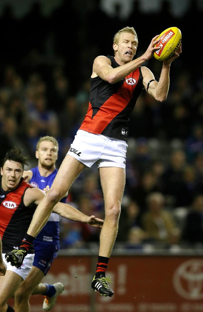 Essendon veteran Dustin Fletcher was expected to poll three votes against the Western Bulldogs in Round 7. He finished with nothing. Picture: Wayne Ludbey