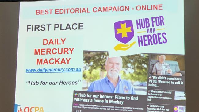 Mackay's Daily Mercury was well represented at the Queensland Country Press Association awards. Mercury Deputy Editor accepted the award for Best Editorial Campaign for the publication's Hub for Our Heroes campaign. Picture: Rae Wilson