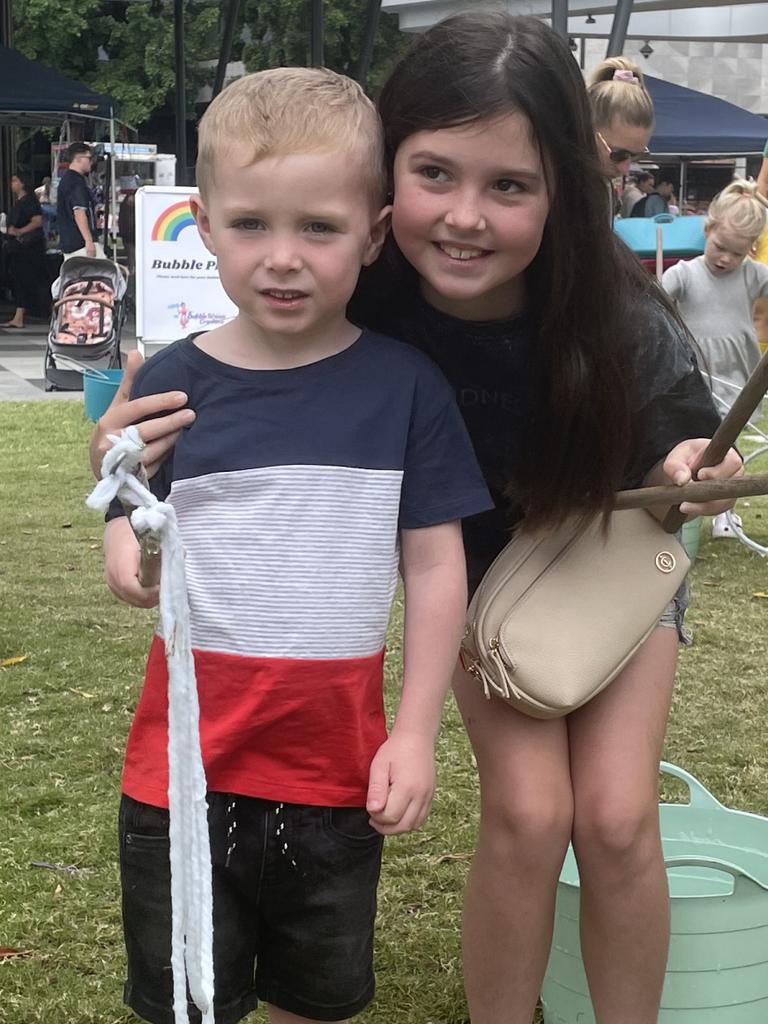 Blake and Sienna Roberts: “The best part is getting a break from school.” Ipswich School Holiday Bonanza. Spring Vibes Festival and Riverlink Week of Magic