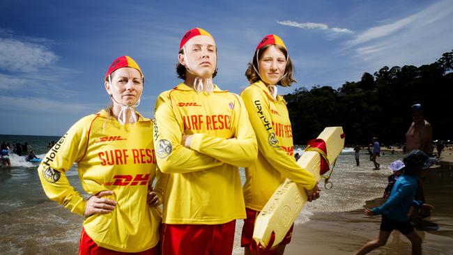 Noosa Lifesavers Renee Scully, Tim Moody and Tilly Giblett will be on full alert as Surf Life Saving Queensland warns about the dangers on the beaches this Summer. Picture: Lachie Millard 