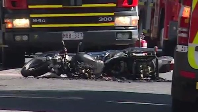 The motorcyclist was taken to hospital in a critical condition and later died. Picture: Channel 9