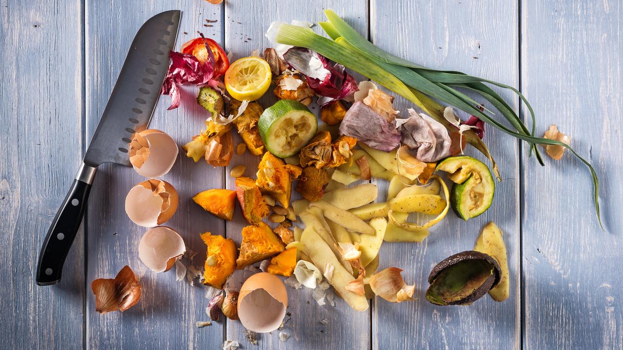 Food scraps can be recycled into a compost bin, which can later be used to help your garden beds.