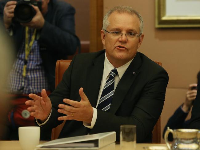 Treasurer Scott Morrison in  Cabinet meeting at Parliament House in Canberra. Picture Kym Smith