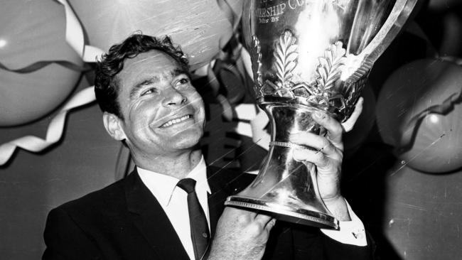 Ron Barassi with the 1968 premiership cup.