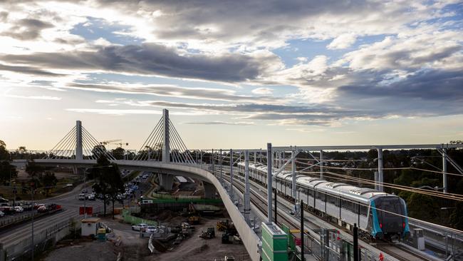 The Sydney Metro Northwest railink was built by Salini Impregilo (1) Train test over Windsor Road Bridge.