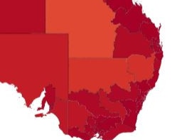 A heat map shows rental unaffordability in Australia. Picture Anglicare.JPG