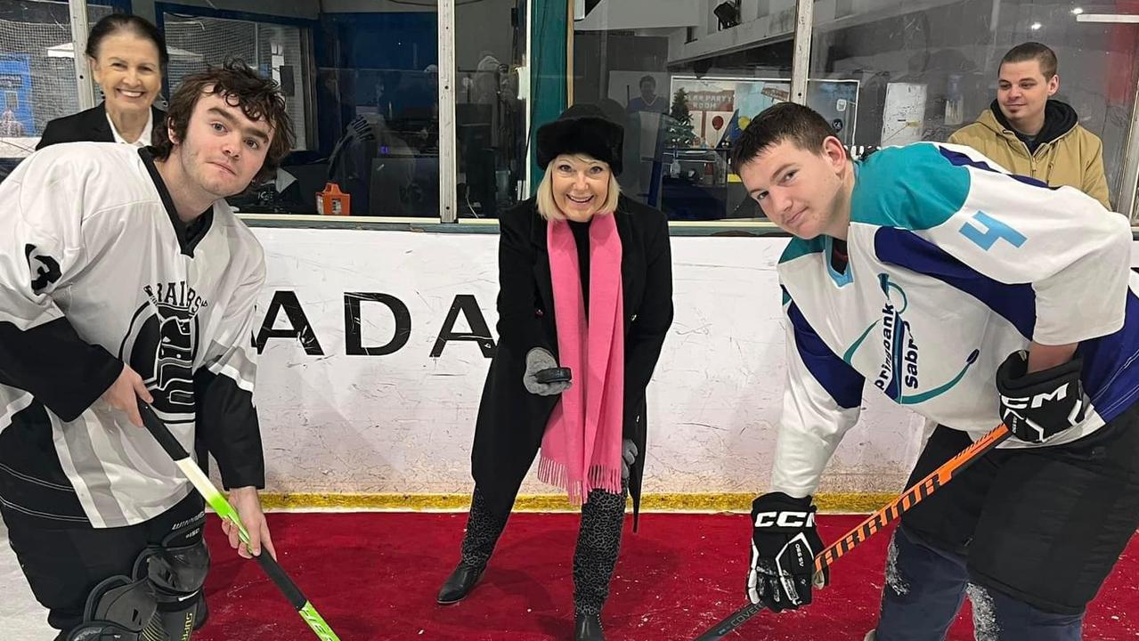 Marie Shaw and Tanya Powell, centre, with Ice Factor participants. Picture: Facebook