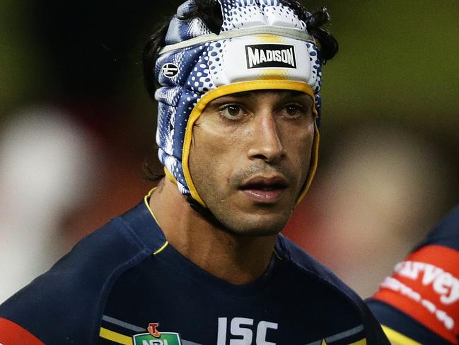 Cowboys Johnathan Thurston looks on after a Newcastle try during the Newcastle Knights v North Queensland Cowboys rugby league game at Hunter Stadium, Newcastle. Pic Brett Costello