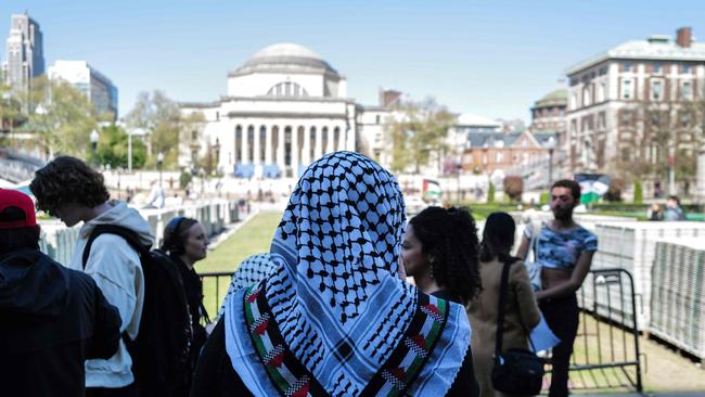 Pro-Palestian protesters gather on the campus of Columbia University in New York.