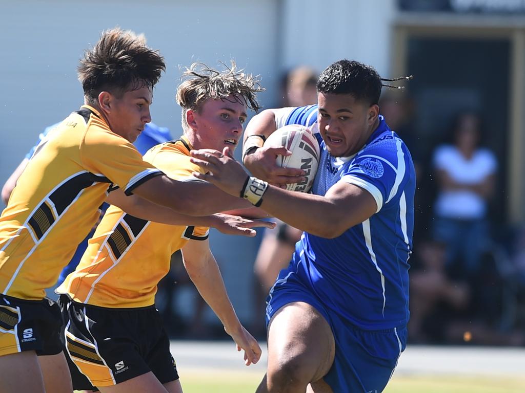 Boys Rugby League State Championship held at Northern Division, Brothers Leagues ground, Townsville. Northern v Capricornia 16-18 years game. Northern Kanye Pau'avase of Kirwan SHS.