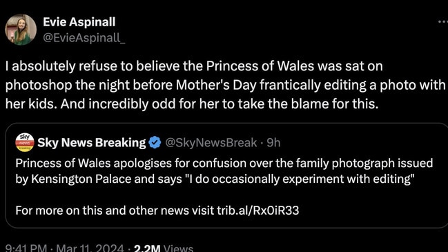 Another said it was “incredibly odd” for Kate to take the blame.