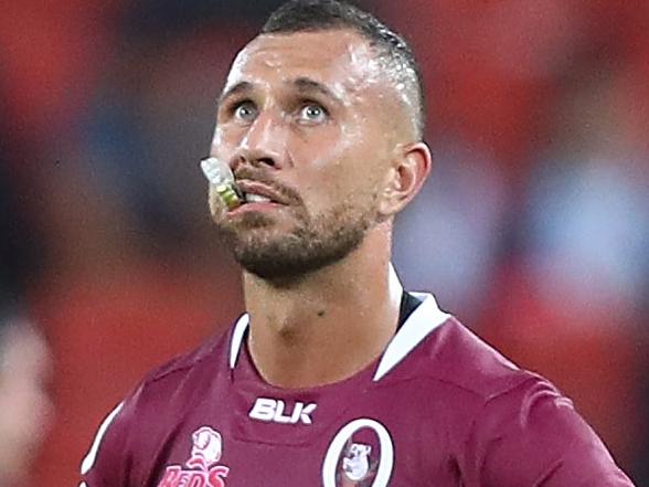 BRISBANE, AUSTRALIA - APRIL 29:  Quade Cooper of the Reds looks on during the round 10 Super Rugby match between the Reds and the Waratahs at Suncorp Stadium on April 29, 2017 in Brisbane, Australia.  (Photo by Chris Hyde/Getty Images)