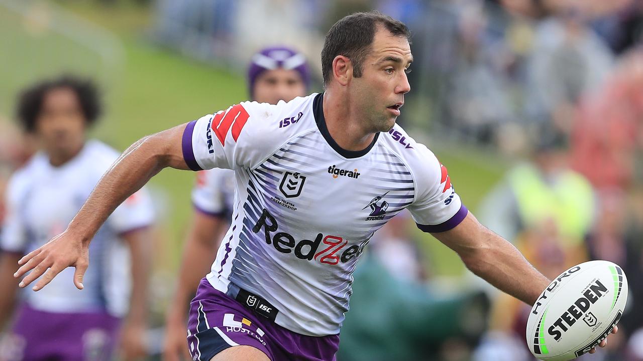 SYDNEY, AUSTRALIA – MARCH 15: Cameron Smith of the Storm looks to pass during the round 1 NRL match between the Manly Sea Eagles and the Melbourne Storm at Lottoland on March 15, 2020 in Sydney, Australia. (Photo by Mark Evans/Getty Images)