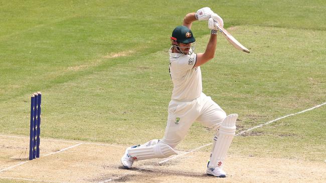 “Who am I?”: Mitchell Marsh playing his shots at the MCG. Picture: Robert Cianflone/Getty Images