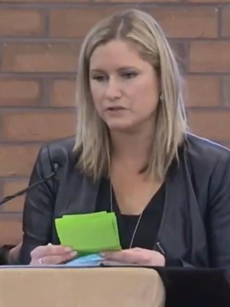 Katherine Tuck speaks at Shane Tuck’s funeral.