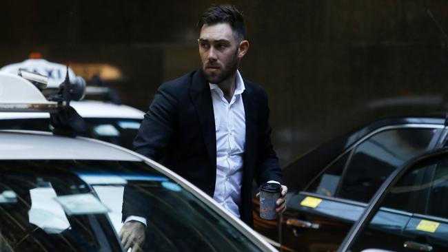 Glenn Maxwell arrives at the meeting in Sydney.