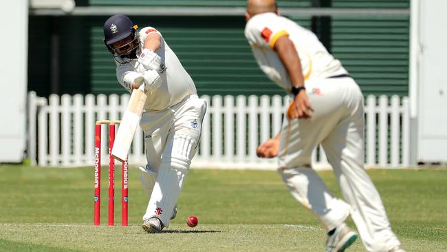 Harry Dalton of Mosman bats during round 4 of the NSW Premier Grade cricket match between Mosman and Blacktown Mounties at Allan Border Oval on October 29, 2022 in Mosman. (Photo by Jeremy Ng/Newscorp Australia)