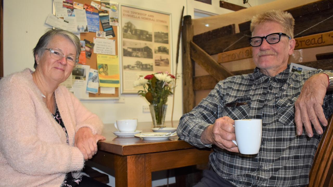 Eungella residents Myles Jefferson and Marilyn Jefferson have been regular visitors to the Eungella General Store and Cafe for 20 years. Picture: Heidi Petith