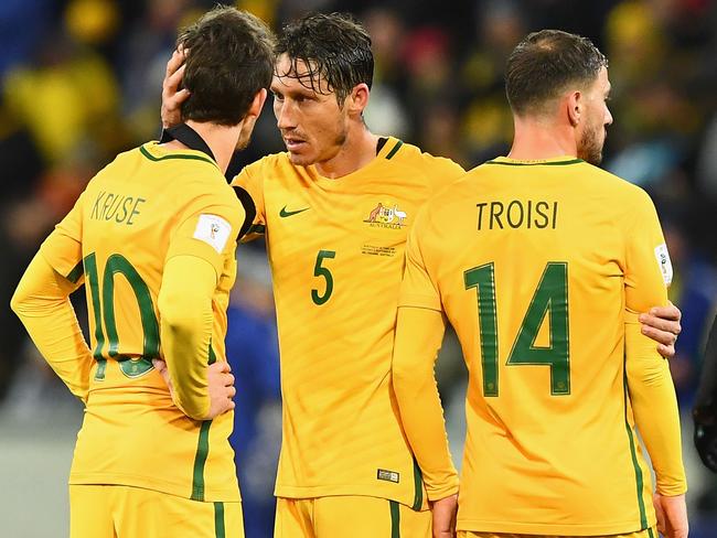 Mark Milligan rallies his troops against Thailand.