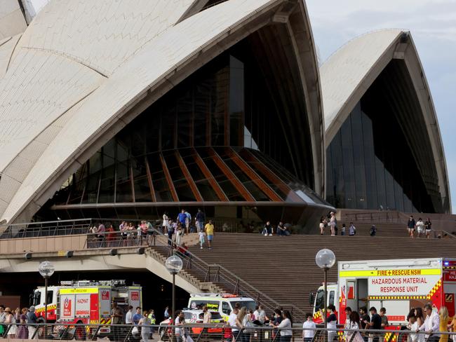 Emergency services at the Sydney Opera House for a possible chemical leak, 4th April 2021. Picture by Damian Shaw