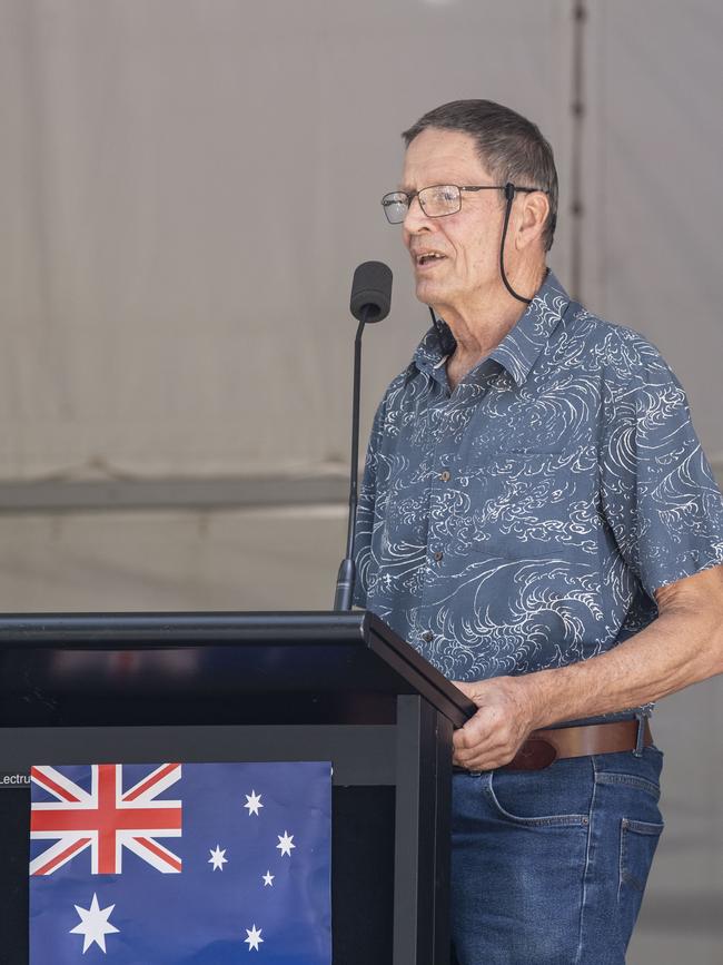 Toowoomba Citizen of the Year David Radke. Australia Day celebrations at Picnic Point in Toowoomba. Thursday, January 26, 2023. Picture: Nev Madsen.