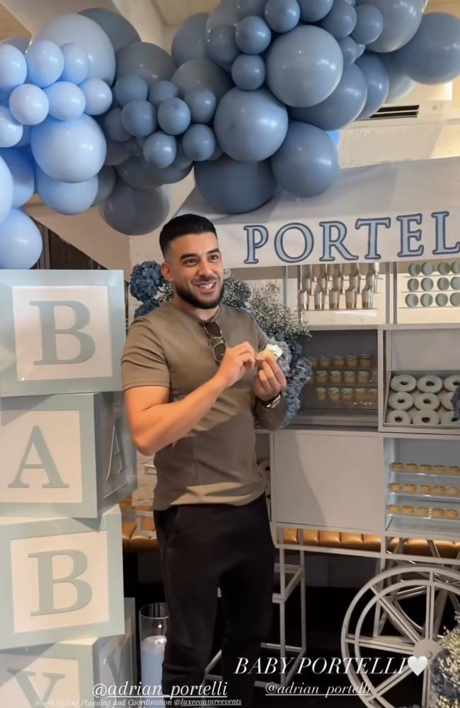 Adrian Portelli at his partner’s baby shower. Picture: Instagram