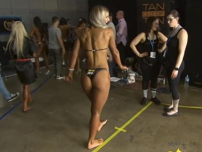 Frances Abbott's second appearance at a bodybuilding expo. Picture: 9 News