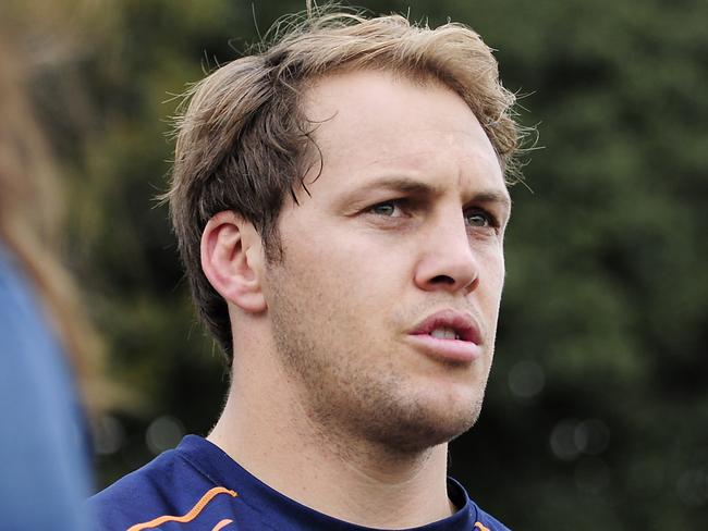 SYDNEY, AUSTRALIA - JULY 24: Stephen Hoiles of the Waratahs speaks to the media during a Waratahs Super Rugby training session at Kippax Lake on July 24, 2014 in Sydney, Australia. (Photo by Brett Hemmings/Getty Images)