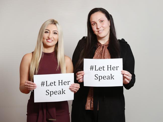 Sexual assault survivor Lavinia Duga and journalist Nina Funnell have advocated for a change in the NT sexual assault victim gag laws through the #LetHerSpeak campaign. Picture: Richard Dobson