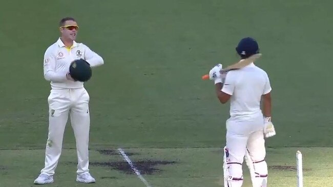 Marcus Harris sledges chirpy India wicketkeeper Rishabh Pant in Perth.